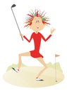 Golfer woman on the golf course illustration
