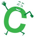 Happy Smiling Green Cartoon Letter C