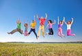 Happy smiling group of jumping people Royalty Free Stock Photo