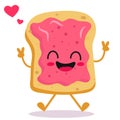 Happy smiling Kawaii cute toast jelly jam. Vector flat cartoon character illustration icon design. Isolated on white background.