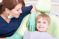 Happy and smiling kid at dentist with no fear Royalty Free Stock Photo