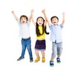 Happy smiling kids raise hands Royalty Free Stock Photo