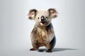 Happy smiling koala bear on a white background. Generative ai