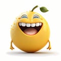 Happy Smiling Lemon Cartoon. Generative AI Royalty Free Stock Photo