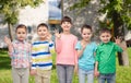 Happy smiling little children holding hands Royalty Free Stock Photo