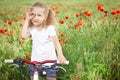 Happy smiling little girl with bicycle Royalty Free Stock Photo