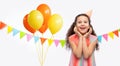 happy smiling little girl in birthday party hat Royalty Free Stock Photo