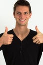 Happy smiling man doing two thumbs up Royalty Free Stock Photo