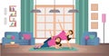 Mother and Daughter Doing Exercises at Hone Vector Royalty Free Stock Photo