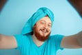 Portrait of young caucasian man in his beauty day and skin care routine Royalty Free Stock Photo