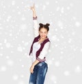 Happy smiling pretty teenage girl dancing Royalty Free Stock Photo