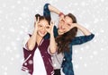 Happy smiling pretty teenage girls having fun Royalty Free Stock Photo