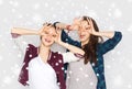 Happy smiling pretty teenage girls having fun Royalty Free Stock Photo