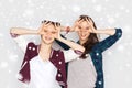 Happy smiling pretty teenage girls having fun Royalty Free Stock Photo