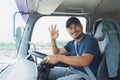 Man truck driver happy smiling proud confident Royalty Free Stock Photo