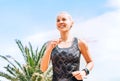 Happy smiling running girl portrait