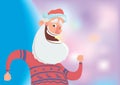 Happy smiling Santa Claus in red deer sweater dancing on white background. Merry Christmas and Happy New Year. Vector Royalty Free Stock Photo