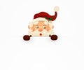 Happy smiling Santa Claus standing behind a blank sign, showing on big blank sign. Cartoon Santa Claus character with Royalty Free Stock Photo