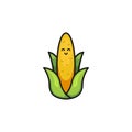Happy smiling smile corn mascot character logo icon illustration