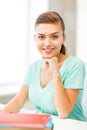 Happy smiling student girl with books Royalty Free Stock Photo