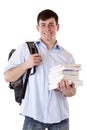 Happy smiling student with rucksack and books Royalty Free Stock Photo
