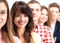 Happy Smiling Students Standing In Row Royalty Free Stock Photo