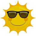 Happy Smiling Sun Character with Sunglasses