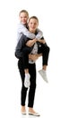 Happy Smiling Teen Girl Piggy Backing her Twin Sister