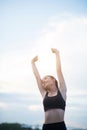 Happy smiling  woman with arms outstretched Royalty Free Stock Photo