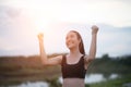 Happy smiling  woman with arms outstretched Royalty Free Stock Photo