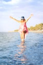 Happy smiling woman in bikini having fun in sea Royalty Free Stock Photo