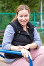 Happy and smiling woman portrait, Caucasian female, outdoor portrait