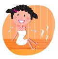 Happy smiling woman relaxing in sauna