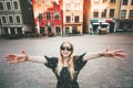 Happy smiling woman walking in Stockholm Royalty Free Stock Photo