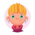 Happy smiling young european blond boy. Character avatar vector illustration.
