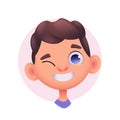 Happy smiling young european boy. Character avatar vector illustration.