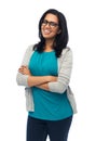 Happy smiling young indian woman in glasses