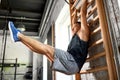 Happy smiling young man in gym Royalty Free Stock Photo