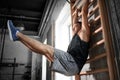 happy smiling young man in gym Royalty Free Stock Photo