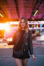 Young pretty woman blogger with cotton candy