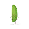 Happy smilling cute cucumber. Vector modern flat style cartoon character illustration icon design. Royalty Free Stock Photo