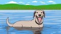 Happy smyling cartoon dog swimming in the river - vector Royalty Free Stock Photo