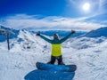 Happy snowboarding girl, Remarkables, New Zealand Royalty Free Stock Photo