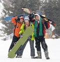 Happy snowboarding team, health lifestyle