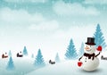 Happy Snowman Christmas background Royalty Free Stock Photo