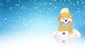 Happy snowman Christmas decoration with snowflakes background Royalty Free Stock Photo