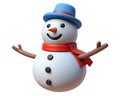 A Happy Snowman 3D Model. Royalty Free Stock Photo