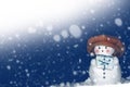 Happy snowman. Winter landscape. Merry christmas and happy new year greeting card Royalty Free Stock Photo