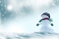 Happy snowman. Winter landscape. Merry christmas and happy new year greeting card Royalty Free Stock Photo