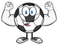 Happy Soccer Ball Cartoon Mascot Character Flexing